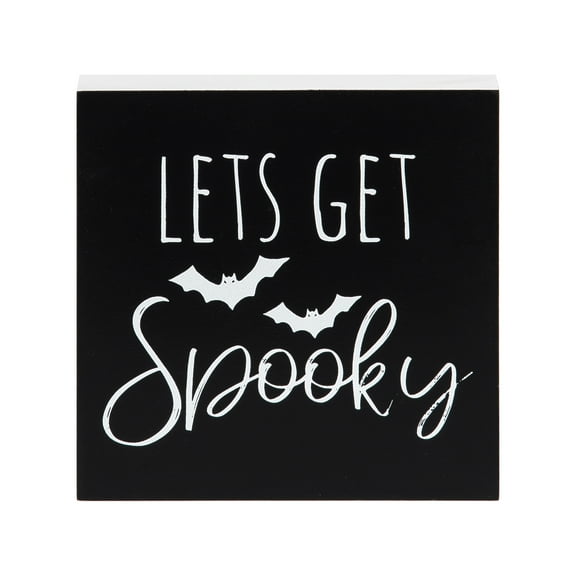 5" "Lets Get Spooky" Script Block Halloween Shelf Sitter Centerpiece Decoration