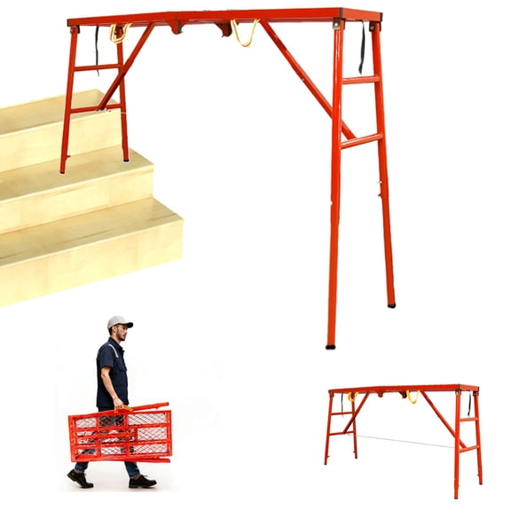 5-Level Adjustable Height Adjustable Platform Ladder, Folding Adjustable Scaffolding for Stairs with Slip-Resistant Deck, Work Bench, Scaffolding Platform for Building Decoration