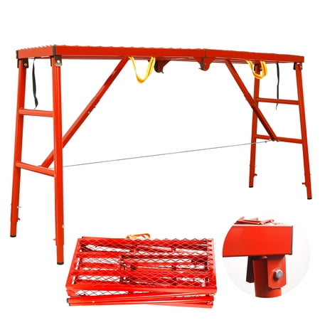 5-Level Adjustable Height Adjustable Platform Ladder, Portable Heavy Duty Work Platform with Slip-Resistant Deck, Work Bench, Folding Adjustable Scaffolding for Stairs for Exterior Work