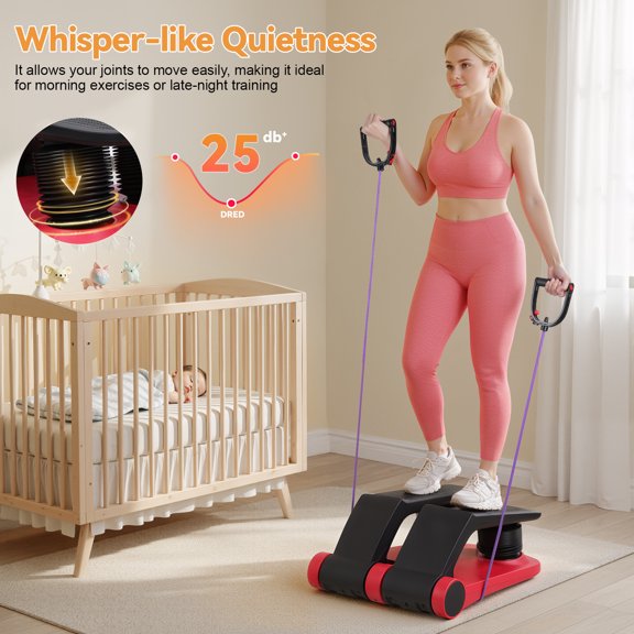 5-Level Adjustable Resistance Cardio Trainer for Home Workout,Air Stepper Exercise Machine with Resistance Bands, Stair Stepper with LCD Monitor,Compact Fitness Equipment, 300 lbs Weight Capacity