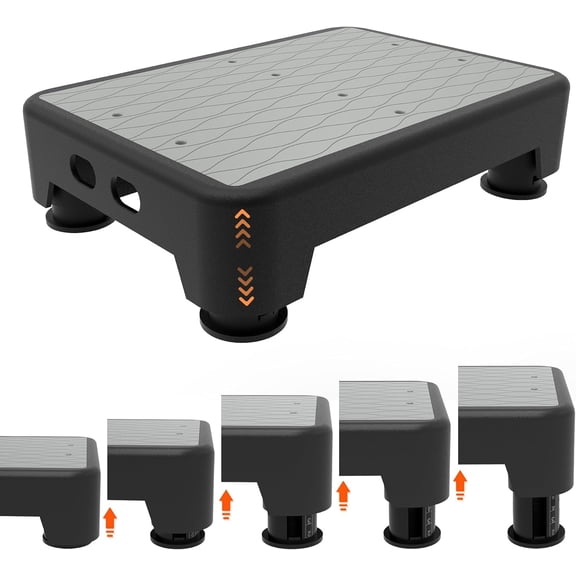 5-Level Adjustable Step Stool, 700 LBS Capacity Safety Bed Step for Seniors, Exercise Setp Platform, Portable Stair Assist for Elderly, Wide Step up for Kitchen, Car, Bedside & Shower, Grey