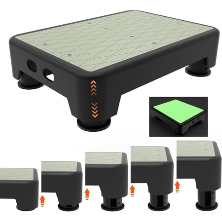 5-Level Adjustable Step Stool, 700 LBS Capacity Safety Bed Step for Seniors, Exercise Setp Platform, Portable Stair Assist for Elderly, Wide Step up for Kitchen, Car, Bedside & Shower, Black
