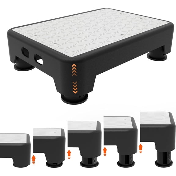 5-Level Adjustable Step Stool, 700 LBS Capacity Safety Bed Step for Seniors, Exercise Setp Platform, Portable Stair Assist for Elderly, Wide Step up for Kitchen, Car, Bedside & Shower, White