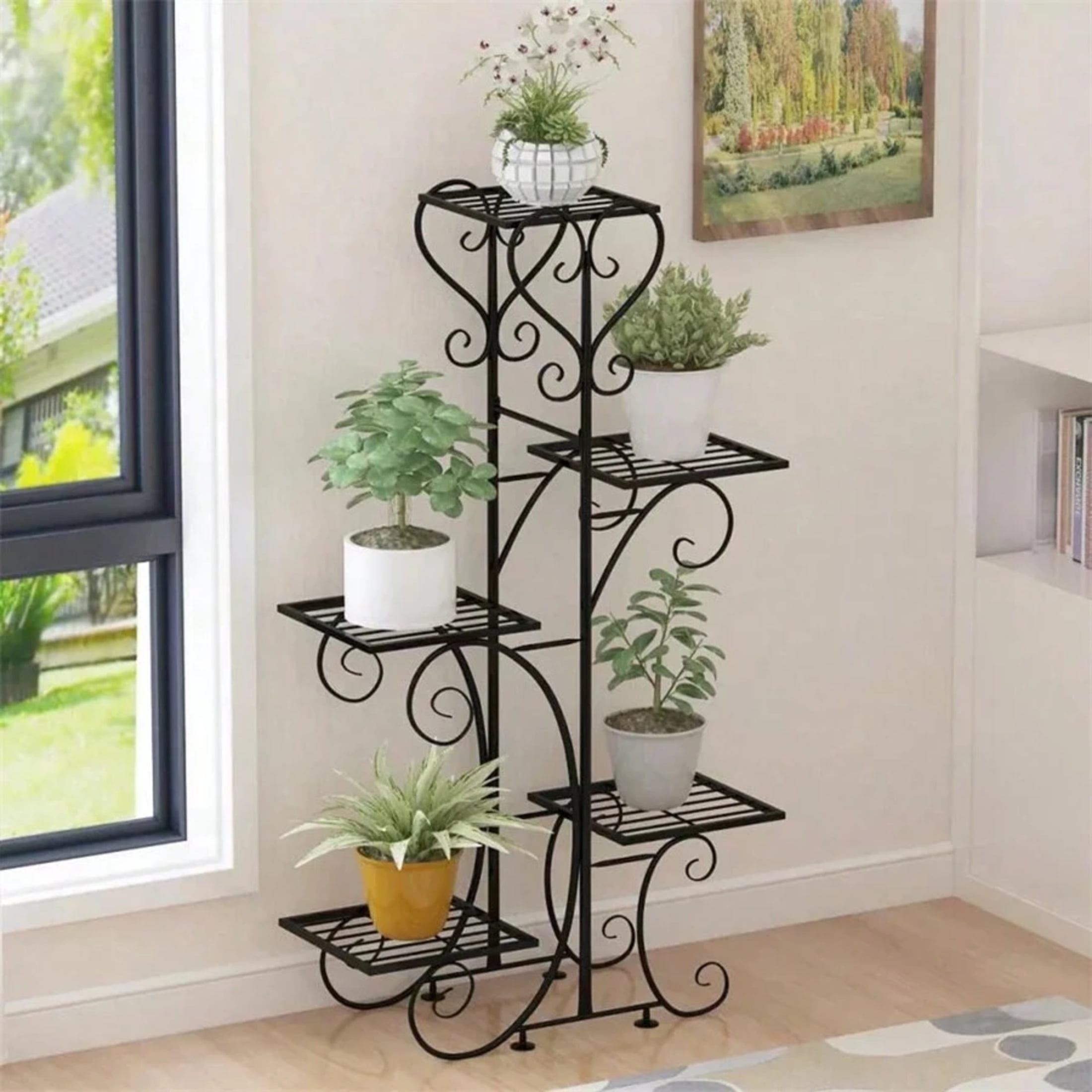 5-Level Plant Shelf | Wrought Iron Plant Rack (Max Load 50 Kg) - Indoor ...