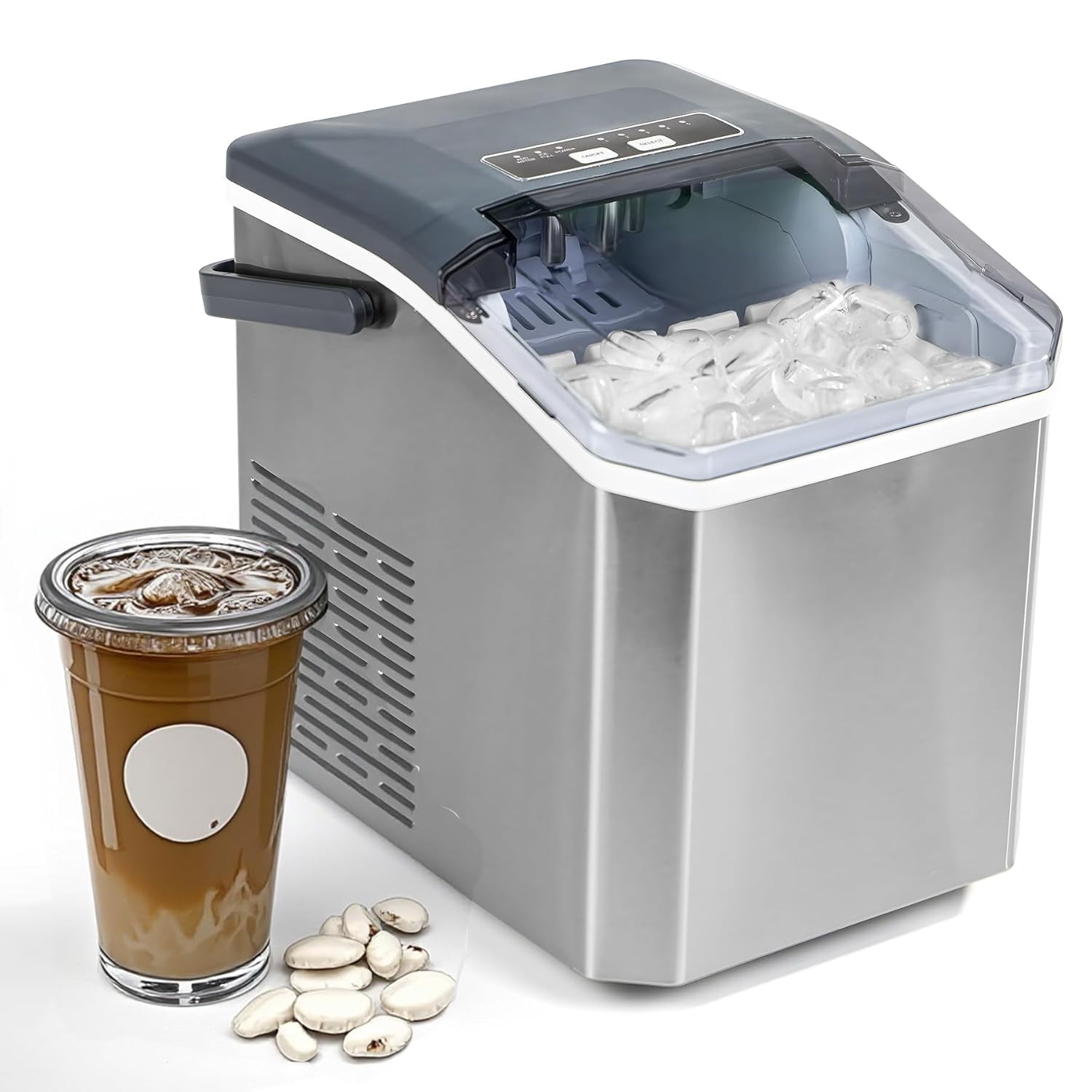 5-Level Selectable Bullet Ice Ice Maker, 26.5lbs Per Day Ice Machine, 9 Ice Cubes Ready in 9 Mins Ice Makers Countertop, Clear Ice Making Countertop Ice Maker for Home and Kitchen