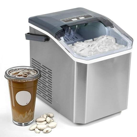 5-Level Selectable Bullet Ice Ice Maker, 26.5lbs Per Day Ice Machine, 9 Ice Cubes Ready in 9 Mins Ice Makers Countertop, Clear Ice Making Countertop Ice Maker for Home and Kitchen