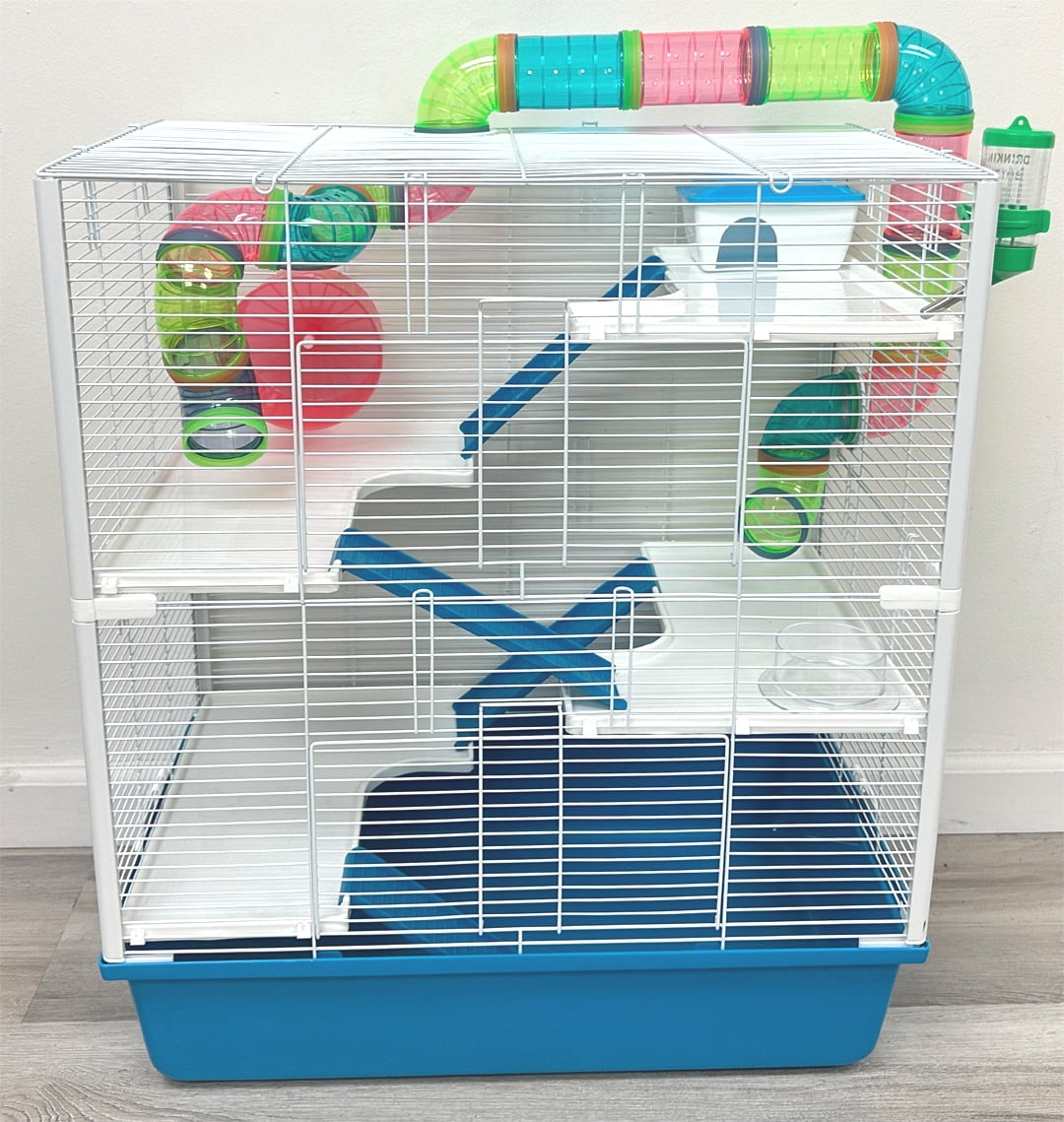 5-Levels EXTRA LARGE Deluxe Hamster Palace Mouse Habitat Gerbil House Critters Mice Cage with Complete Set of Accessories Expandable and Customizable Crossover Tube Tunnel