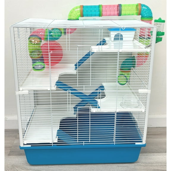 5-Levels EXTRA LARGE Deluxe Hamster Palace Mouse Habitat Gerbil House Critters Mice Cage with Complete Set of Accessories Expandable and Customizable Crossover Tube Tunnel
