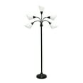 thumbnail image 1 of Simple Designs 5 Light Adjustable Gooseneck Black Floor Lamp with White Shades, 1 of 7