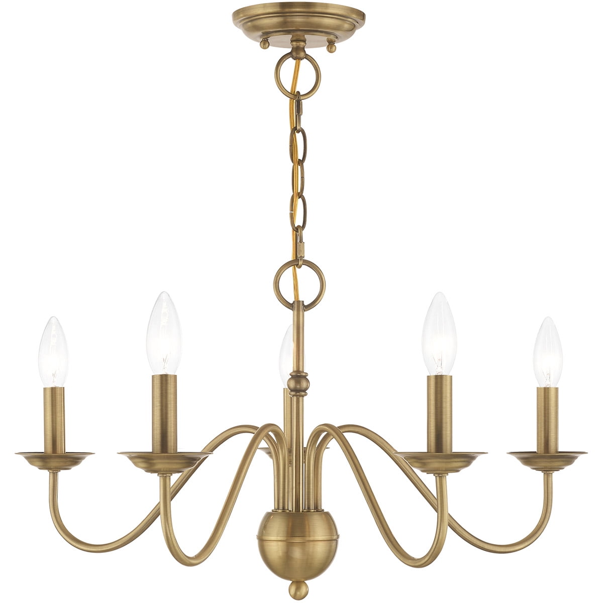 Antique Brass 5-Light Candle Style Chandelier