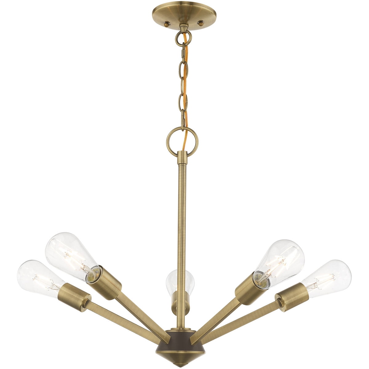 Antique Brass Sputnik 5-Light Chandelier with Edison Filament