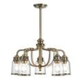 thumbnail image 1 of 5 Light Antique Brass Dinette Chandelier with Hand Blown Clear Seeded Glass Shade, 1 of 1