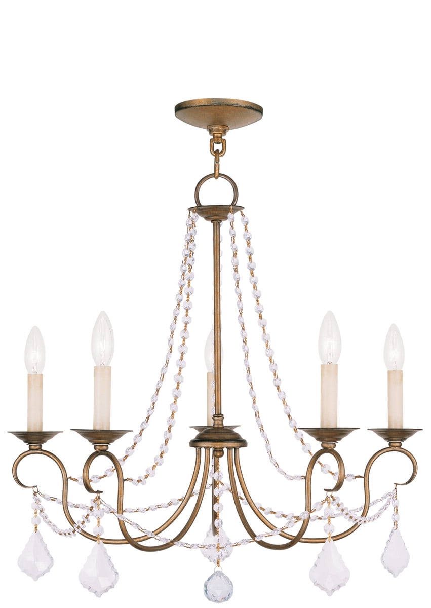 5 Light Antique Gold Leaf Chandelier with Steel base material