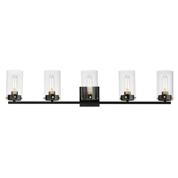 Pinn 5 - Light Black And Satin Brass Multi Color Transitional Incandescent Glass And Steel Wall Sconce