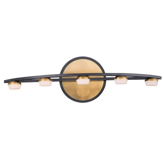 E23163-75BKGLD-ET2 Lighting-Button 5 Light Bath Vanity Approved for Damp Locations-23.75 Inches wide by 7 inches high