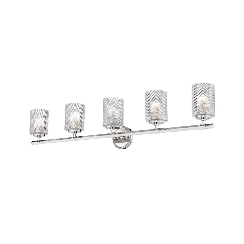 Modern Gold 5-Light Vanity with Handmade Glass Shades