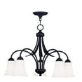 thumbnail image 1 of 5 Light Black Chandelier with Hand Blown Satin Opal White Glass Shade, 1 of 6