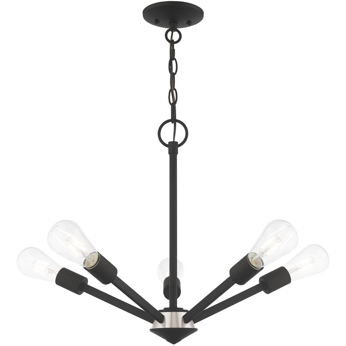 Elegant Black Crystal 5-Light Chandelier with Steel Finish