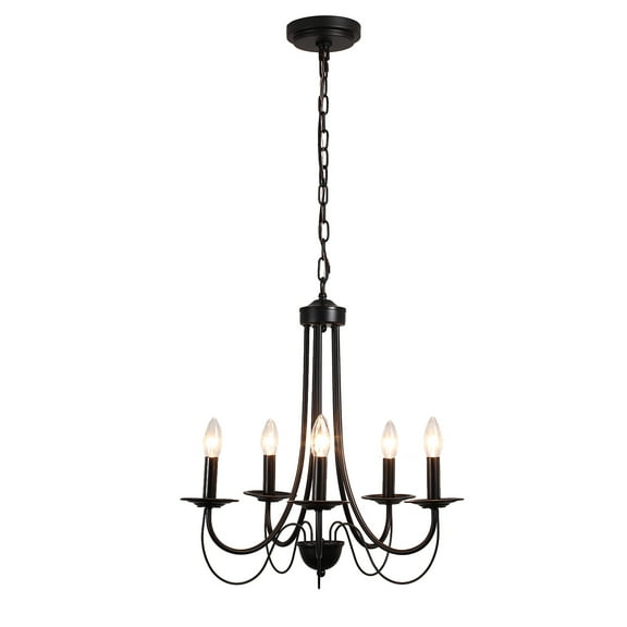 5-Light Black Farmhouse Chandelier No Assembly Required