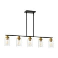 thumbnail image 1 of 5-Light Black and Gold Farmhouse Kitchen Island Pendant Lighting with Clear Glass Shade,Modern Chandelier Hanging Light Fixture for Dining Room Bedside, 1 of 8