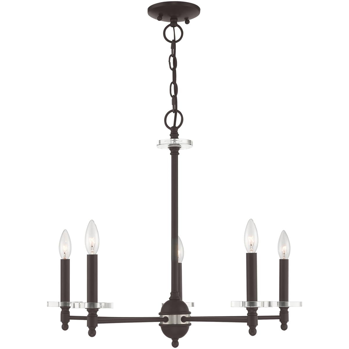 Bennington Bronze 5-Light Chandelier with Clear Crystal Bobeches