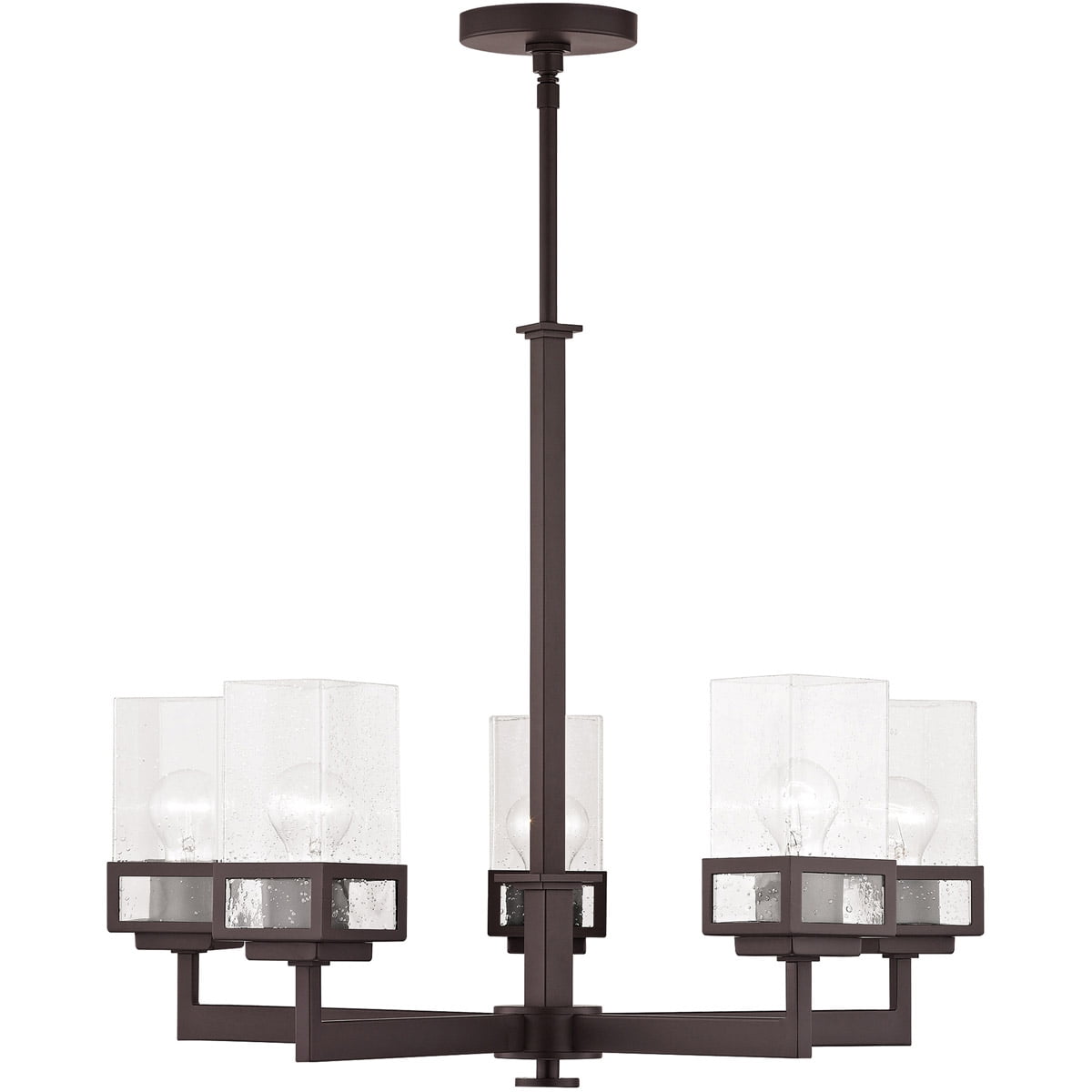 Harding 5-Light Bronze Chandelier with Clear Seeded Glass