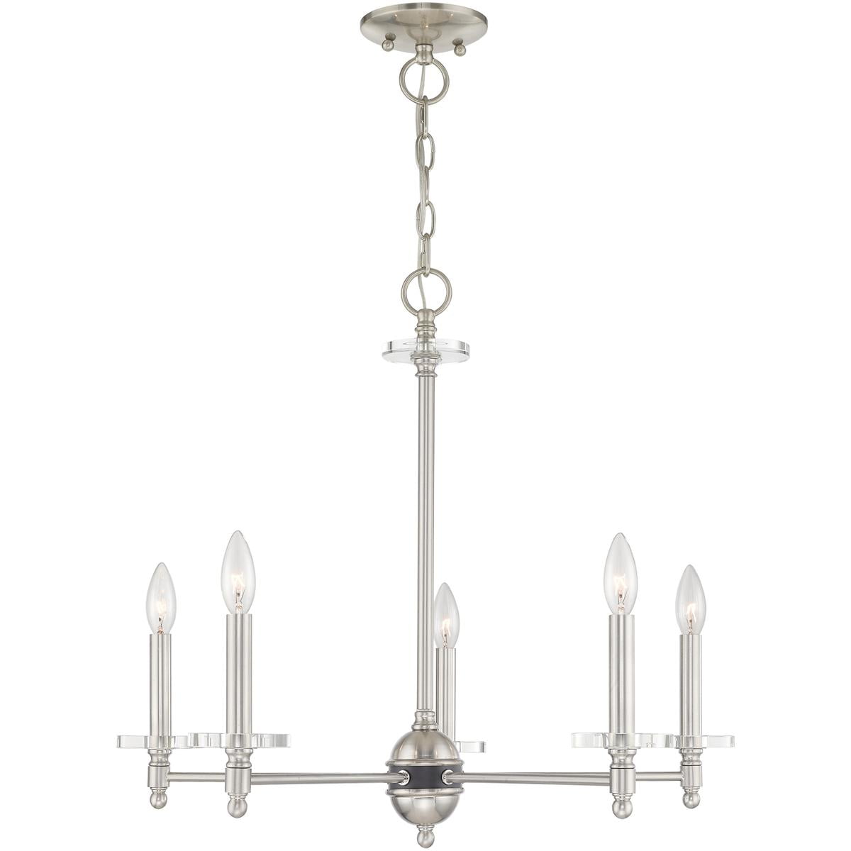Elegant Bancroft 5-Light Chandelier with Brushed Nickel Finish and Crystal Accents