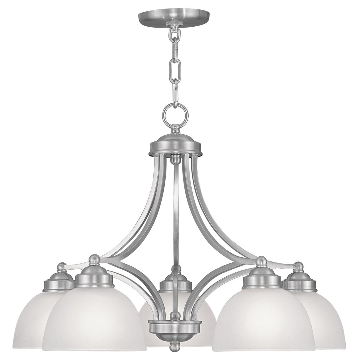 Somerset Elegance 5-Light Chandelier in Brushed Nickel with Satin Glass