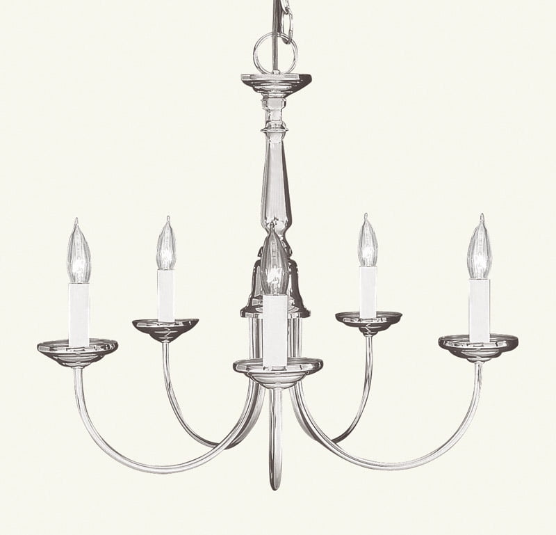 5 Light Brushed Nickel Chandelier with Steel base material