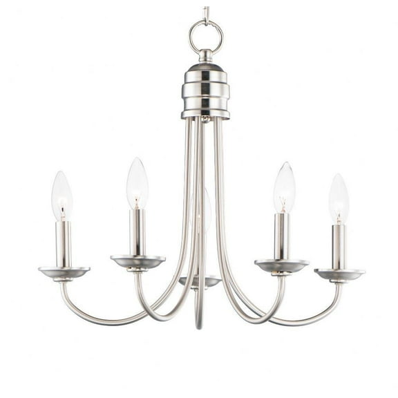 -5 Light Candle Chandelier in Modern Style-21 inches Wide By 19.5 inches High-Satin Nickel Finish Bailey Street Home 93-Bel-4167518