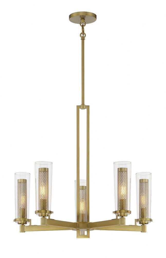Emmerham Soft Brass 5-Light Chandelier with Clear Glass Shades