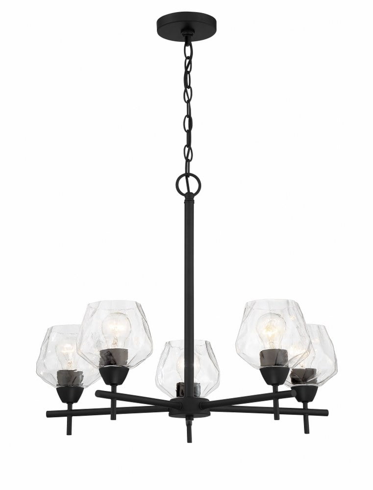 Kirkby Glebe Modern 5-Light Chandelier in Coal with Clear Glass Shades