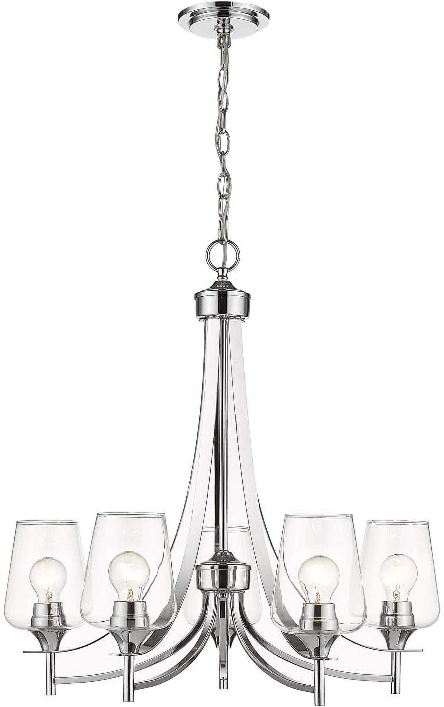 Joliet Chrome 5-Light Modern Steel Chandelier with Clear Glass Shades