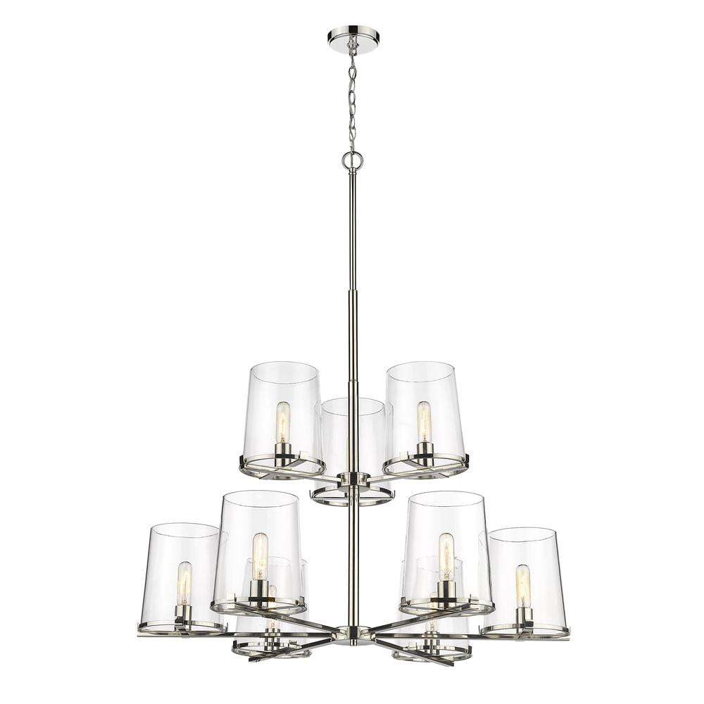 Emily Rubbed Brass 51" 5-Light Chandelier with Off-White Shades
