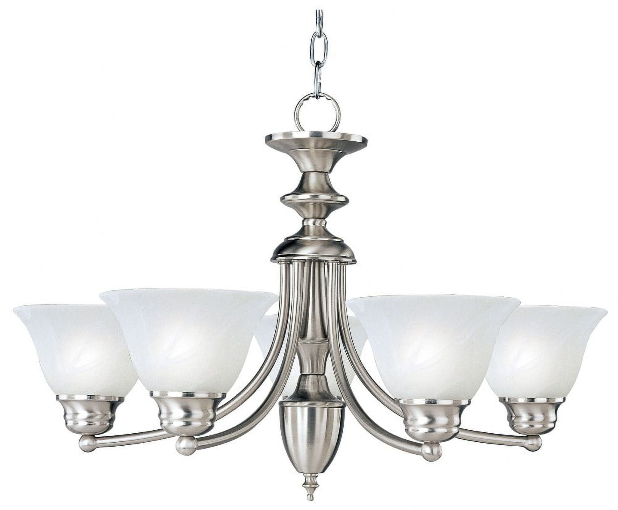 Satin Nickel 5-Light Chandelier with Marble Glass Shades