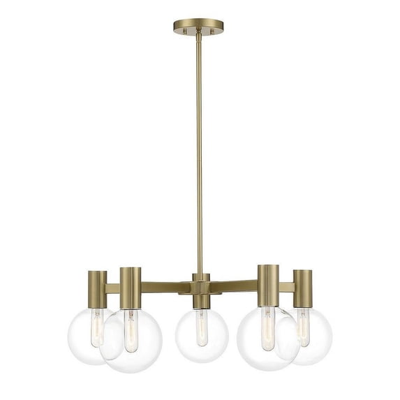 5 Light Chandelier in Modern Style-10 inches Tall and 28 inches Wide-Warm Brass Finish Bailey Street Home 159-Bel-4953246
