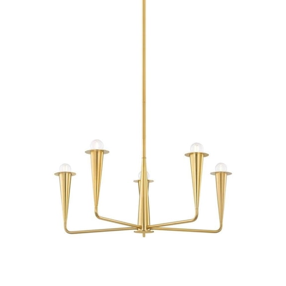 5 Light Chandelier in Modern Style-12 inches Tall and 29.75 inches Wide-Aged Brass Finish Bailey Street Home 735-Bel-5096420