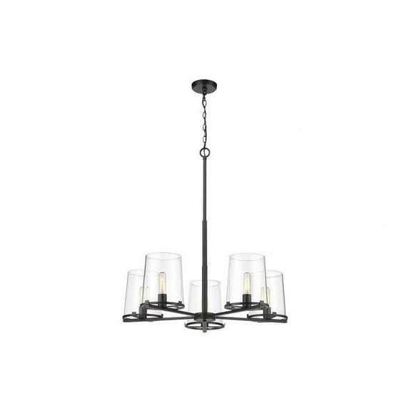 5 Light Chandelier in Transitional Style-34.5 inches Tall and 33 inches Wide-Matte Black Finish Bailey Street Home 372-Bel-4652206
