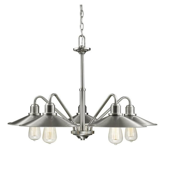 5 Light Chandelier in Utilitarian Style 30.25 inches Wide By 20 inches High-Brushed Nickel Finish Bailey Street Home 372-Bel-1809804