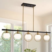 5-Light Chandeliers Modern Farmhouse Chandeliers for Dining Room,Adjustable Height Hanging Pendant Lights,360 Rotation Ceiling Light Fixture,E12