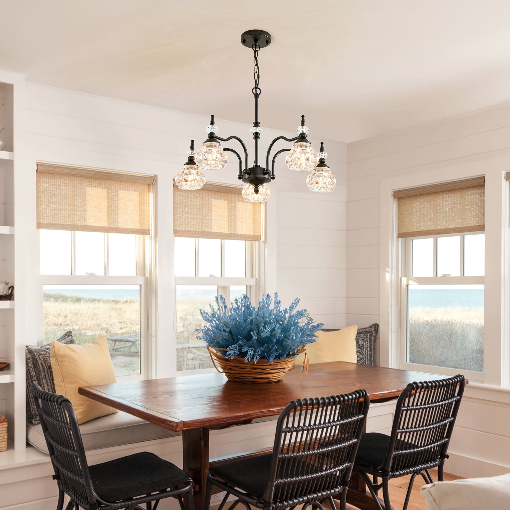 LovingAHome 5-Light Crystal Chandeliers for Dining Room, Vintage ...