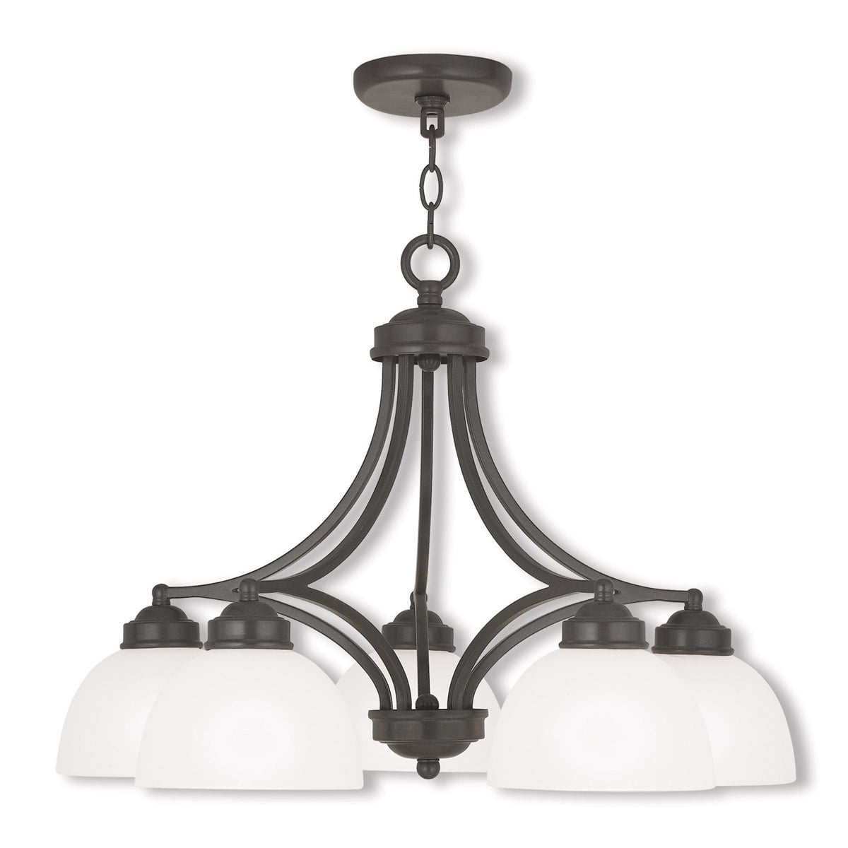 Somerset English Bronze 5-Light Chandelier with Satin Glass