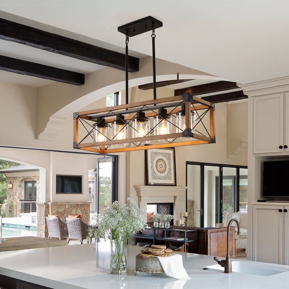 Clyhixe Pendant Lights Minimalist Energy Efficient 5-Light Incandescent Painted and Brushed Linear Pendant Lights with Clear Glass Bowl
