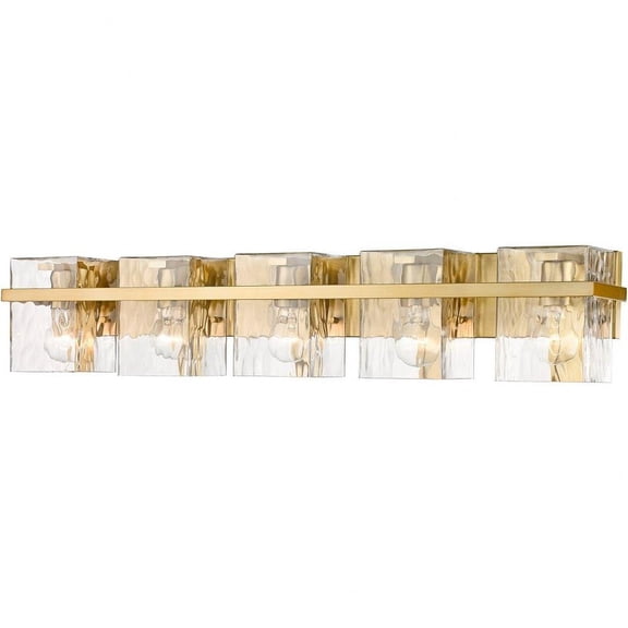 5 Light Farmhouse Steel Vanity Light Fixture with Clear Glass-7 inches H By 36.25 inches W-Modern Gold Finish Bailey Street Home 372-Bel-4619893