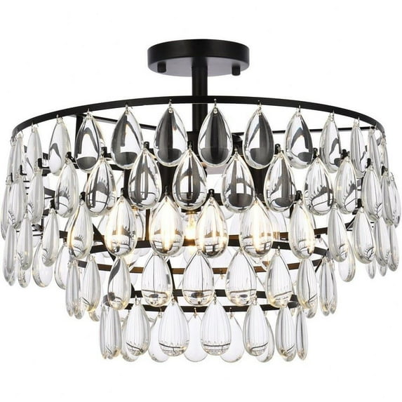 5 Light Flush Mount in Contemporary Style-14 inches Tall and 18 inches Wide-Black Finish Bailey Street Home 390-Bel-5046979