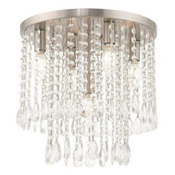 5 Light Flush Mount in Glam Style 13.75 inches Wide By 13.75 inches High Bailey Street Home 218-Bel-2944761