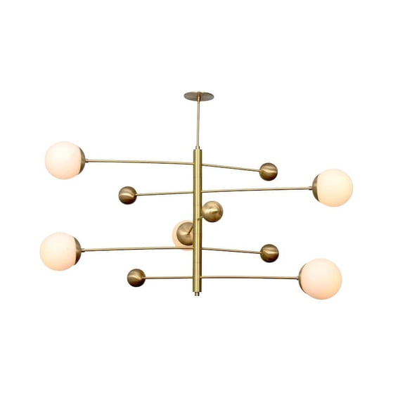 5 Light Globe Mid Century Brass Sputnik chandelier light Fixture