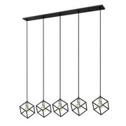 -5 Light Island/Billiard in Electric Style-10 inches Wide By 11 inches High-Matte Black/Brushed Nickel Finish Bailey Street Home 372-Bel-4186066