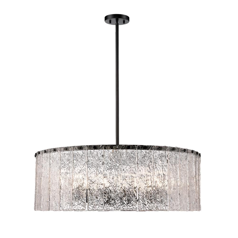 Matte Black and Glass 5-Light Linear Chandelier
