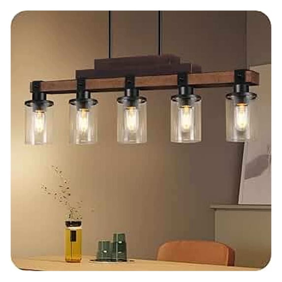 5-Light Kitchen Island Pendant Light, Industrial Farmhouse Chandelier ...
